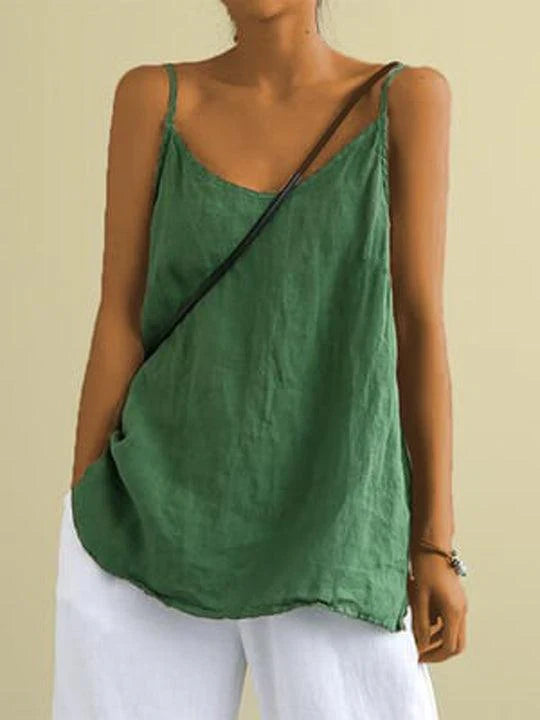 Janice | Spaghetti Strap Summer Linen Top