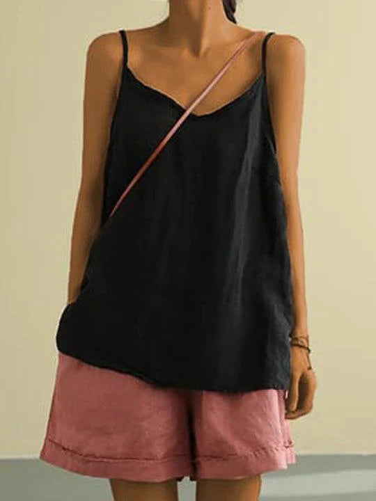 Janice | Spaghetti Strap Summer Linen Top