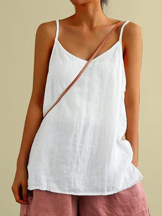 Janice | Spaghetti Strap Summer Linen Top